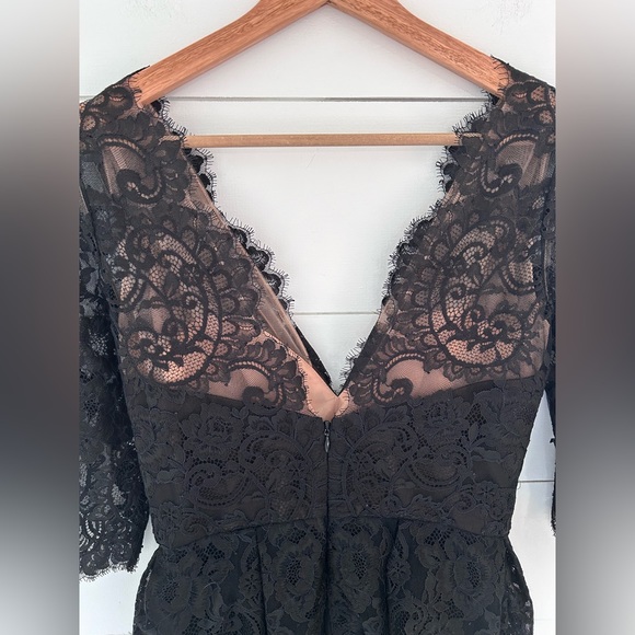 Marchesa Notte 3/4 Sleeve Lace Peplum Jumpsuit - Picture 4 of 8